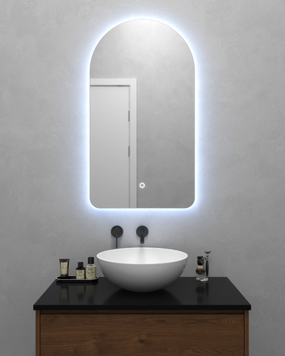 Зеркало арка 90х50 см, с холодной подсветкой, с сенсорной кнопкой